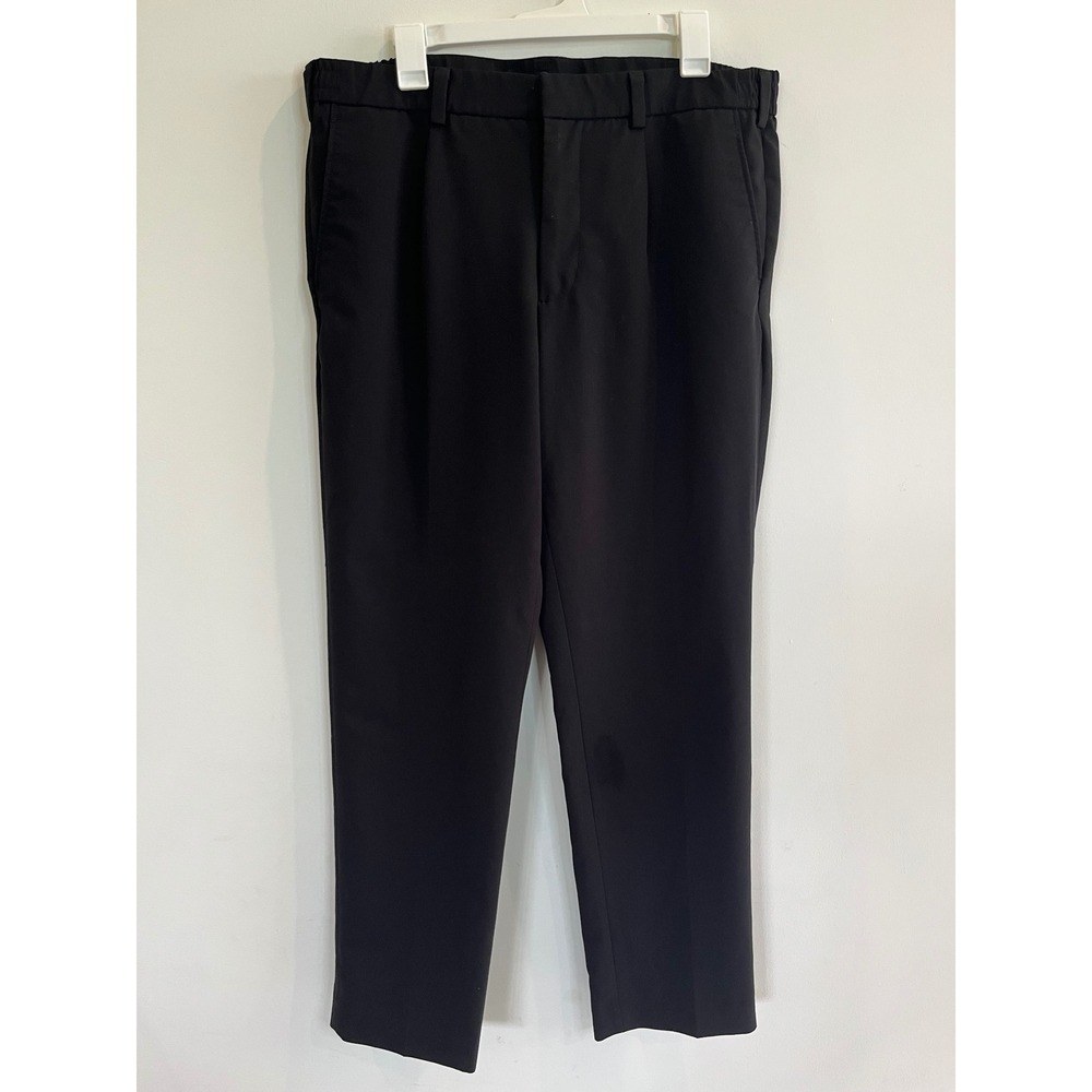 George Mens Slim Fit Dress Pants Black 36x30 Flat Front Recycled Blend Trousers